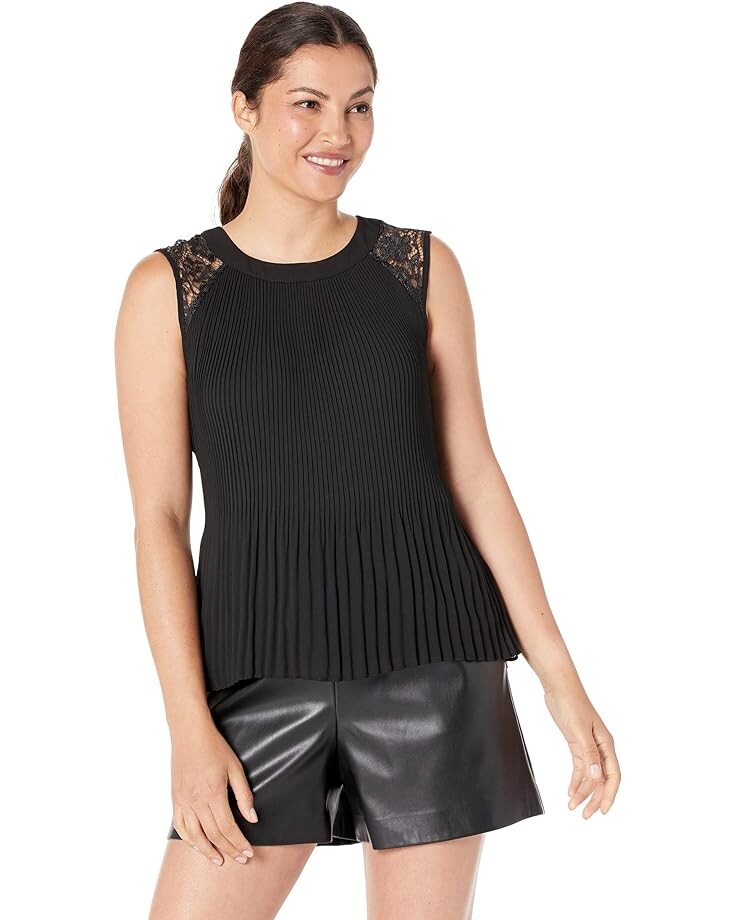 

Топ DKNY Short Sleeve Combo Sleeve, черный