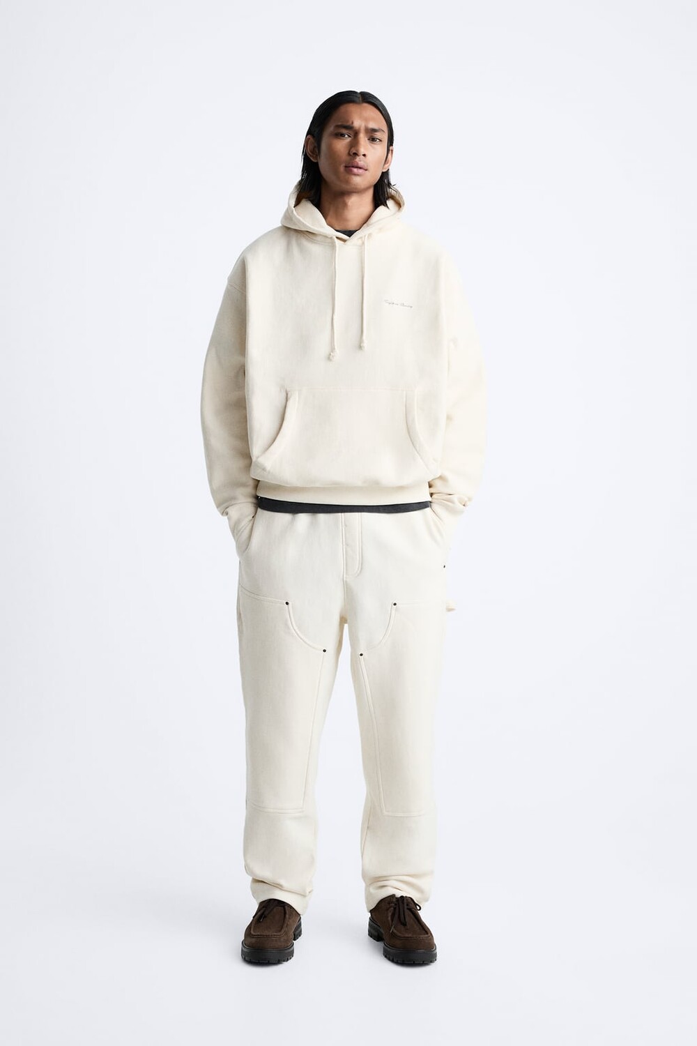 

Толстовка с капюшоном ZARA, экру