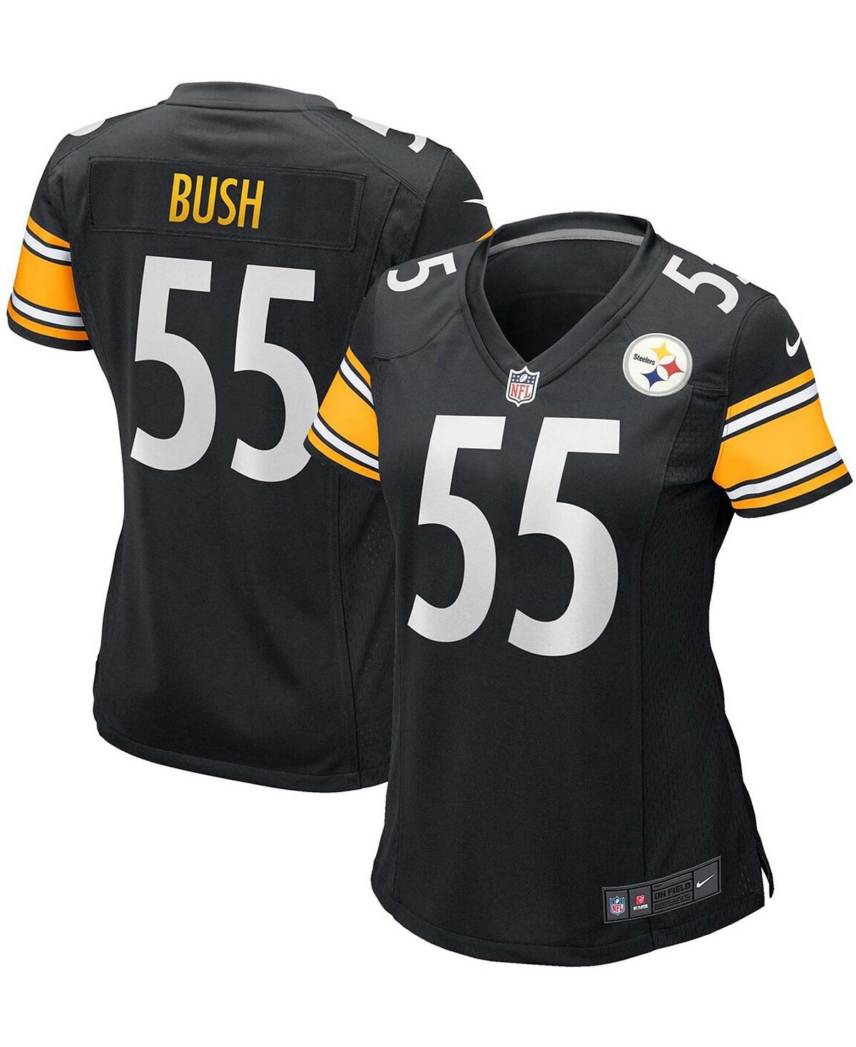 

Женская черная майка для игроков Devin Bush Pittsburgh Steelers Game Player Nike, черный