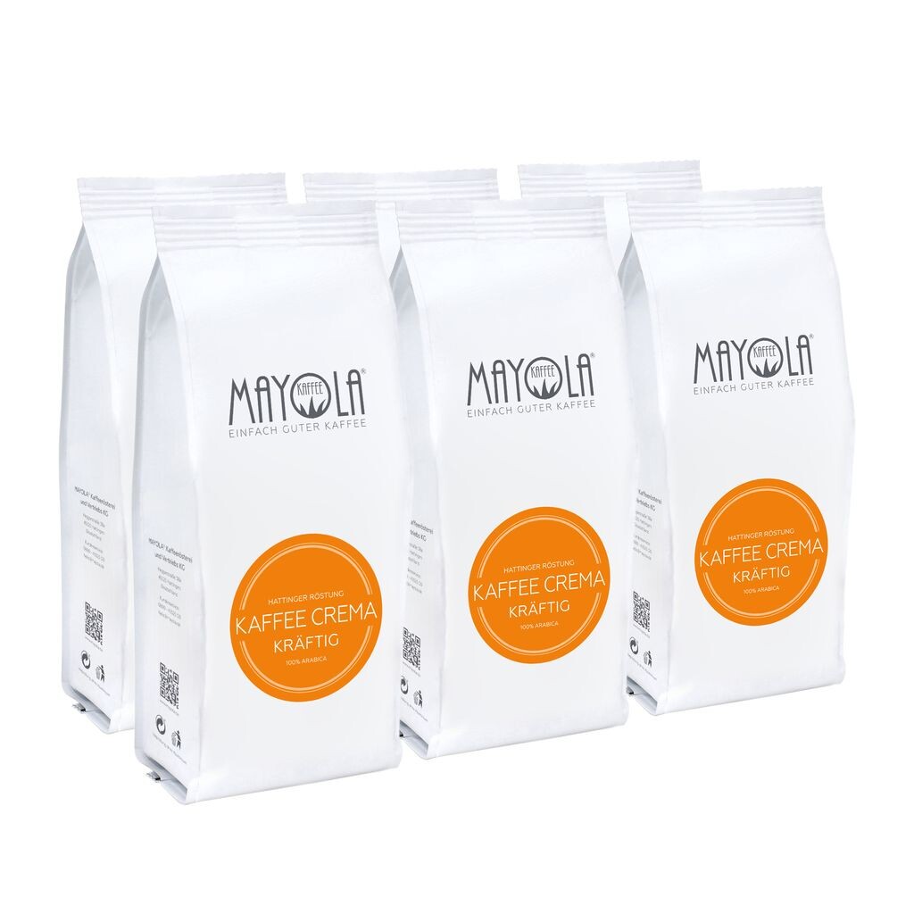 

Кофе MAYOLA Crema Strong, 6x250г | цельный боб | производится честно и устойчиво | Длительная обжарка Mayola Kaffee