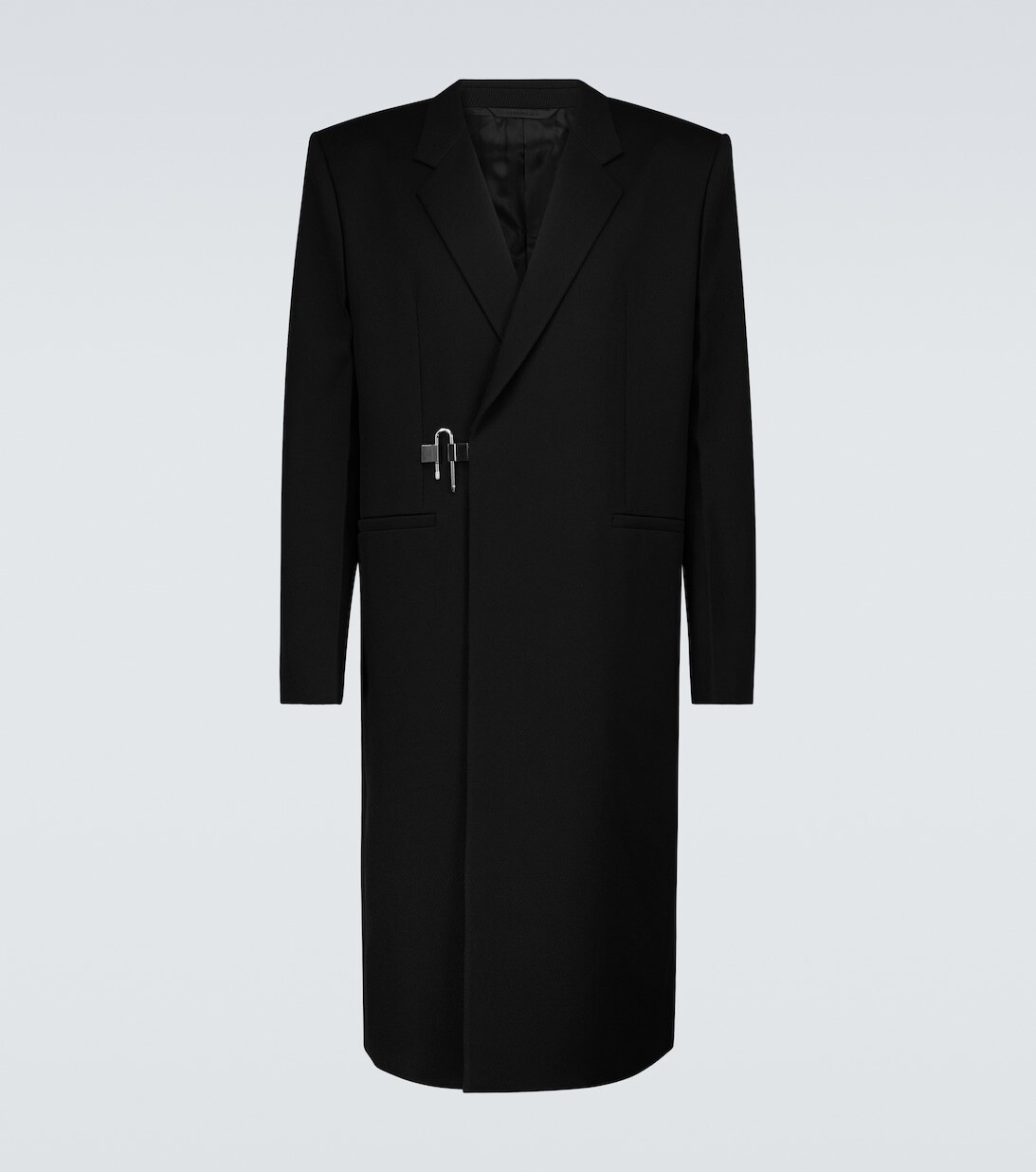

Фактурное шерстяное пальто с замком Givenchy, черный