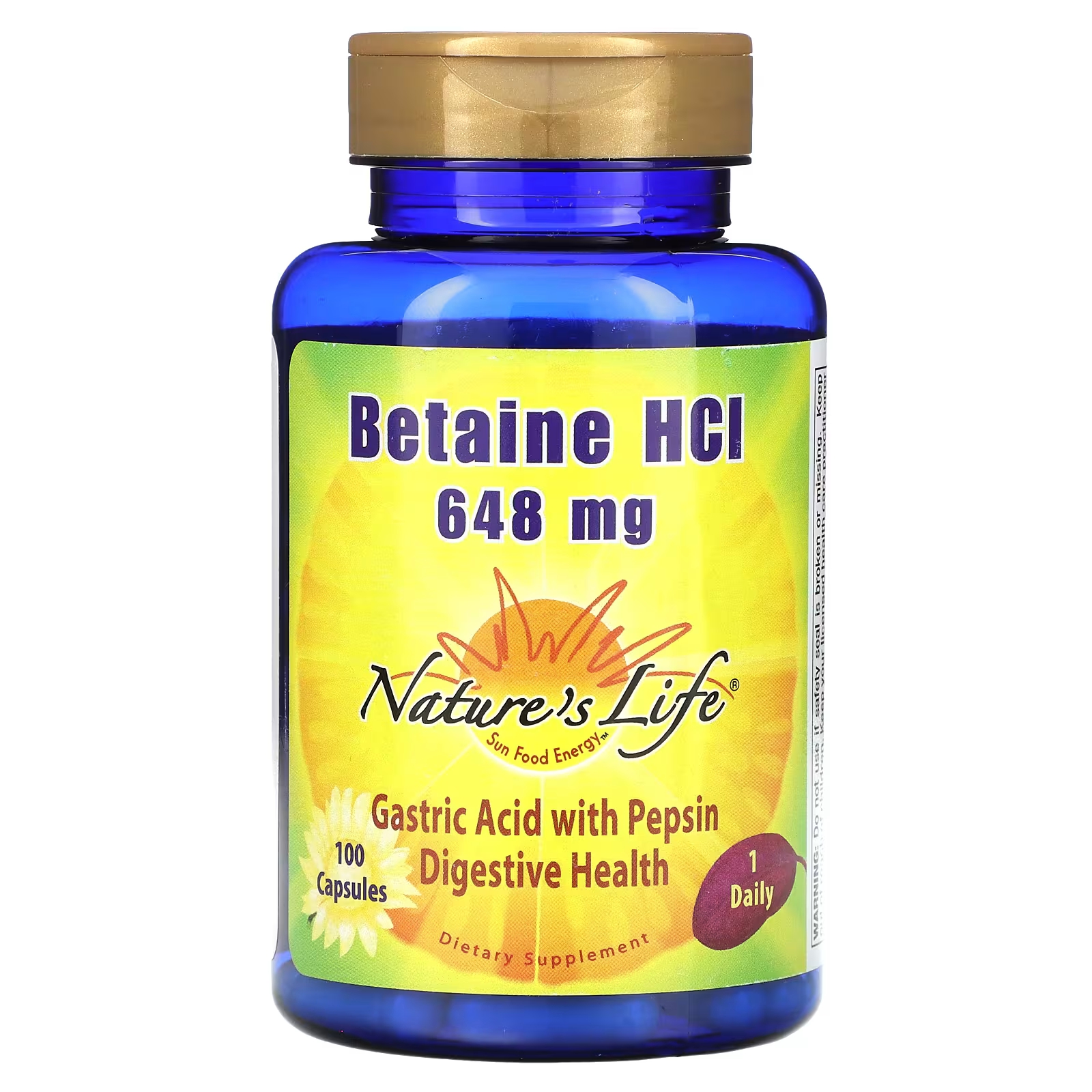 Nature's Life Бетаин Hcl 648 мг 100 капсул nature s life бетаин гидрохлорид betaine hcl 648 мг 250 капсул