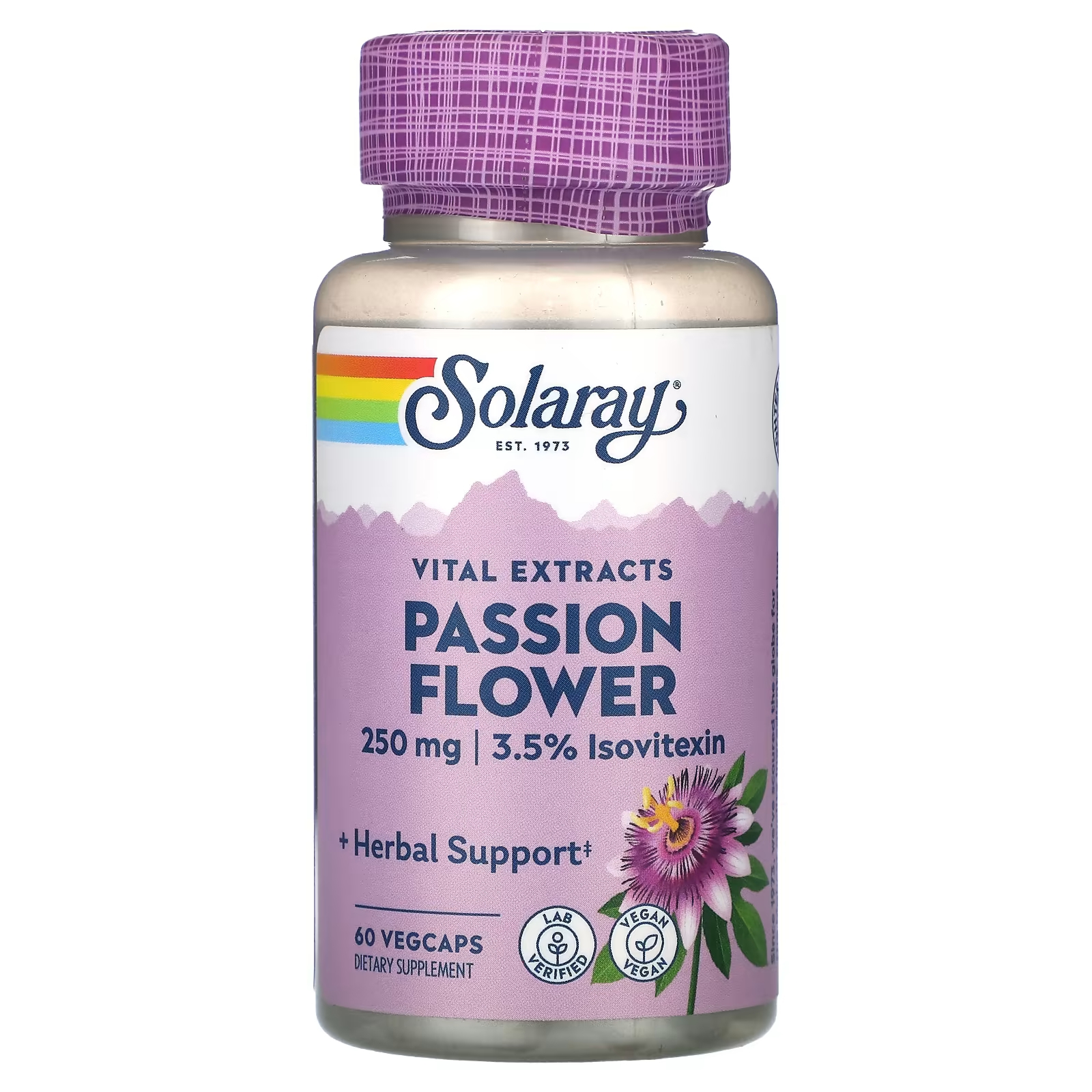 Страстоцвет Solaray Vital Extracts, 250 мг, 60 растительных капсул