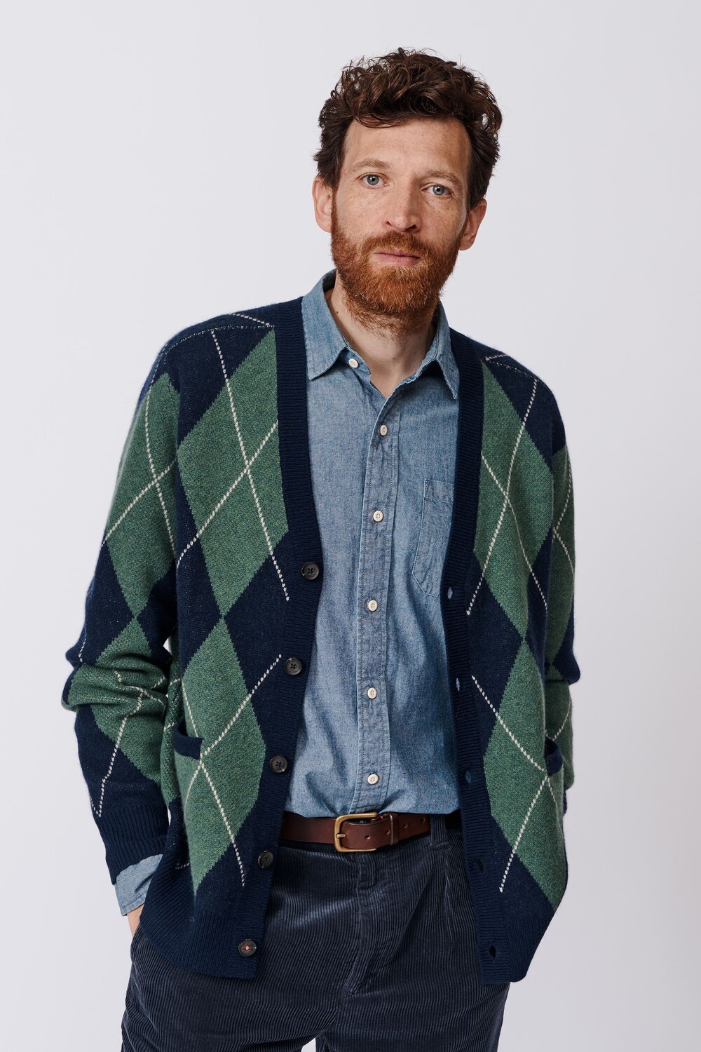 

Шерстяной кардиган Claythorpe Argyle Aubin, синий
