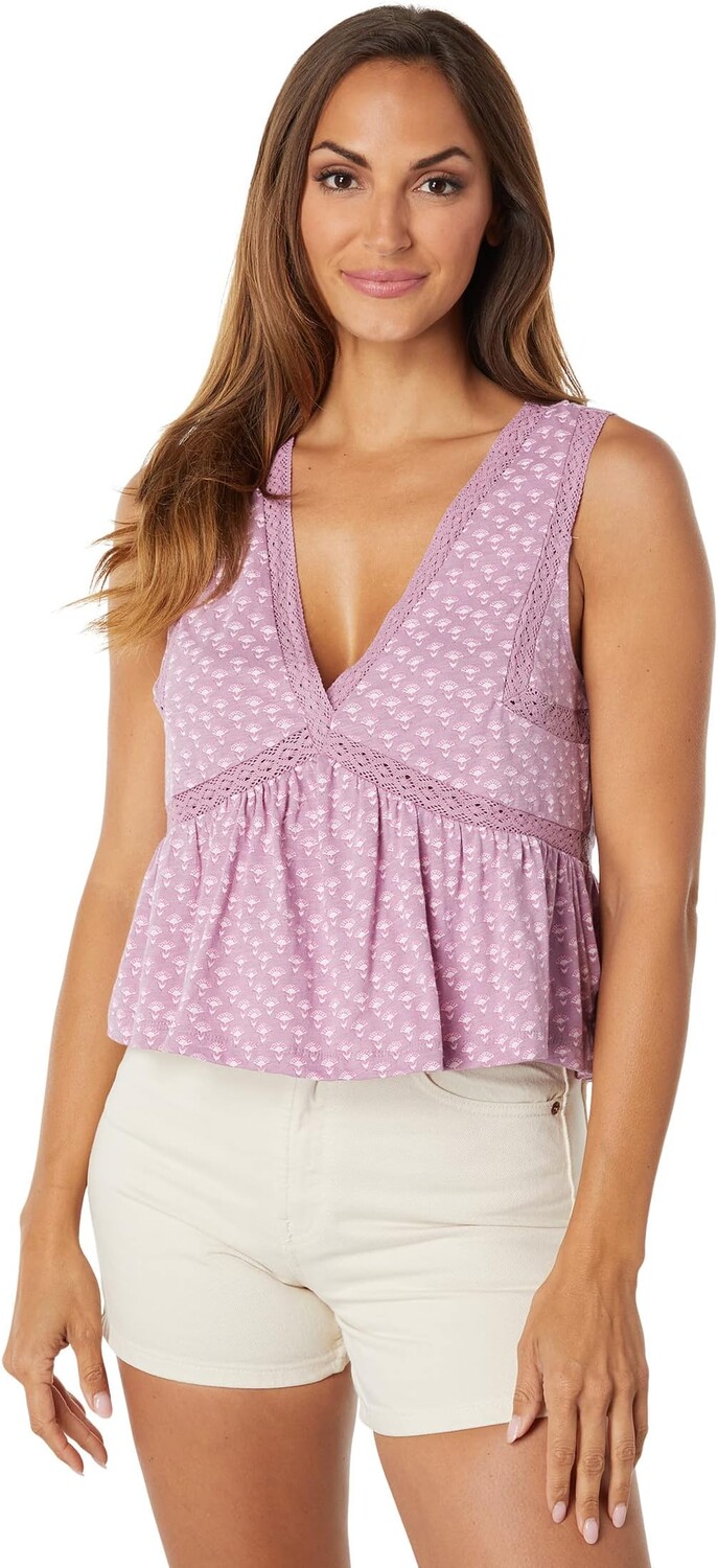 

Топ Lucky Brand Geo Lace Trim Tank, цвет Pink Multi