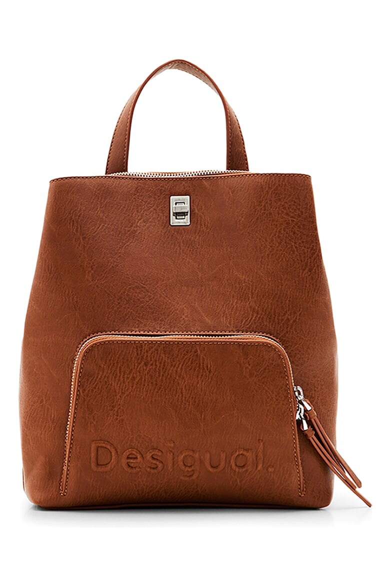 

Кожаный рюкзак с тисненым логотипом Desigual, коричневый