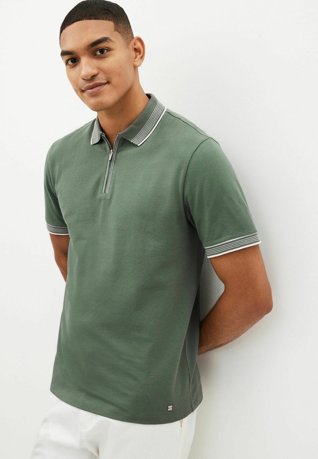 

Поло Textured Next, цвет sage green tipped