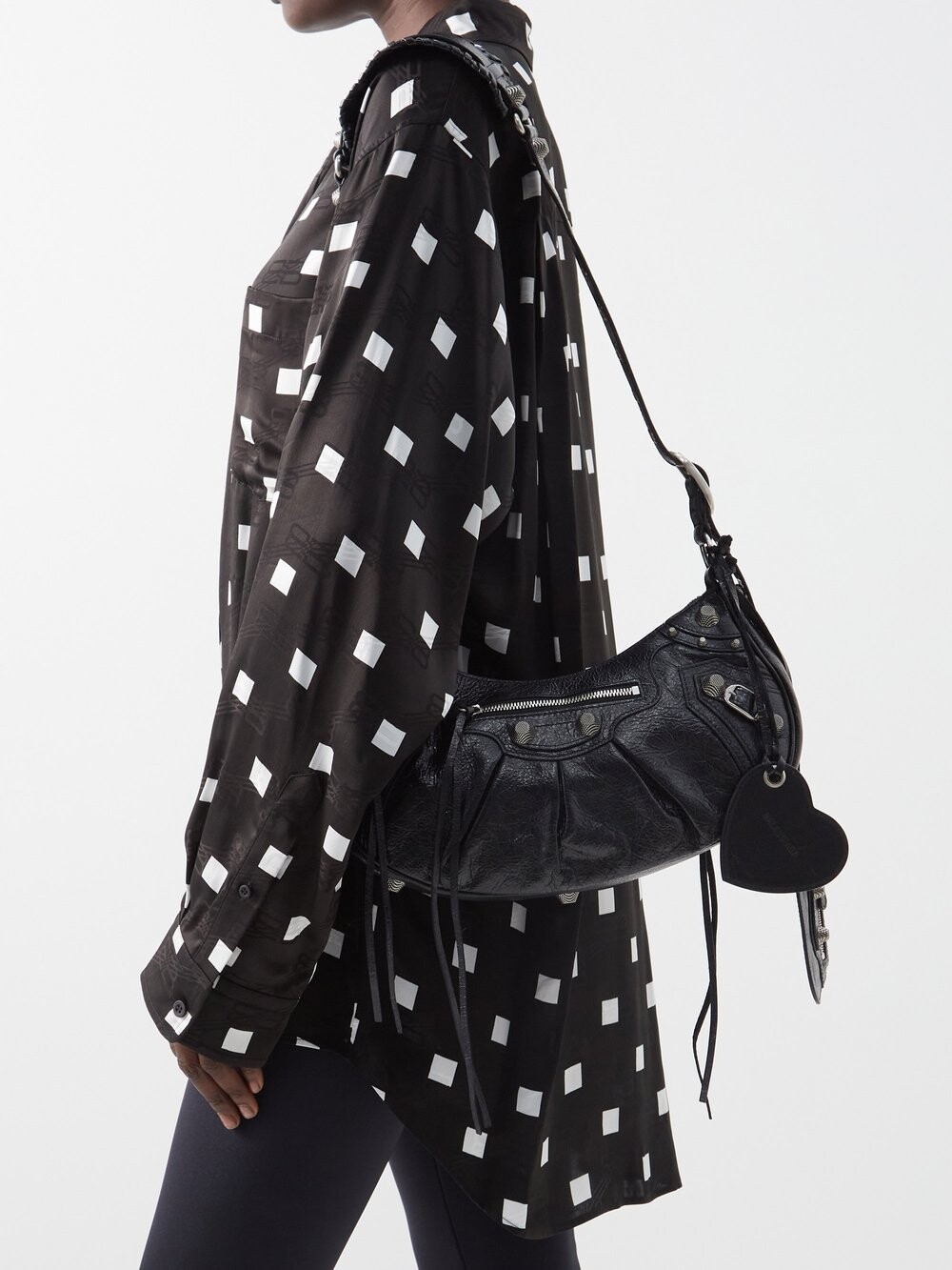 

Кожаная сумка через плечо cagole s Balenciaga, черный