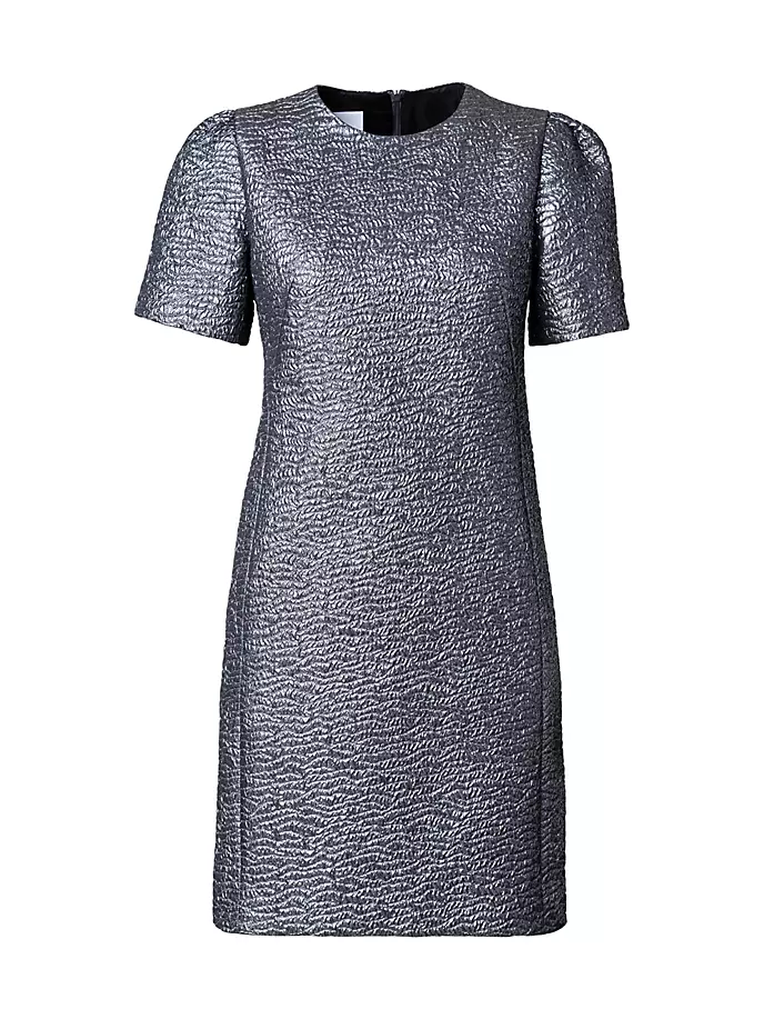 Жаккардовое платье прямого кроя с эффектом металлик Akris Punto, цвет slate расклешенное платье akris punto цвет topas