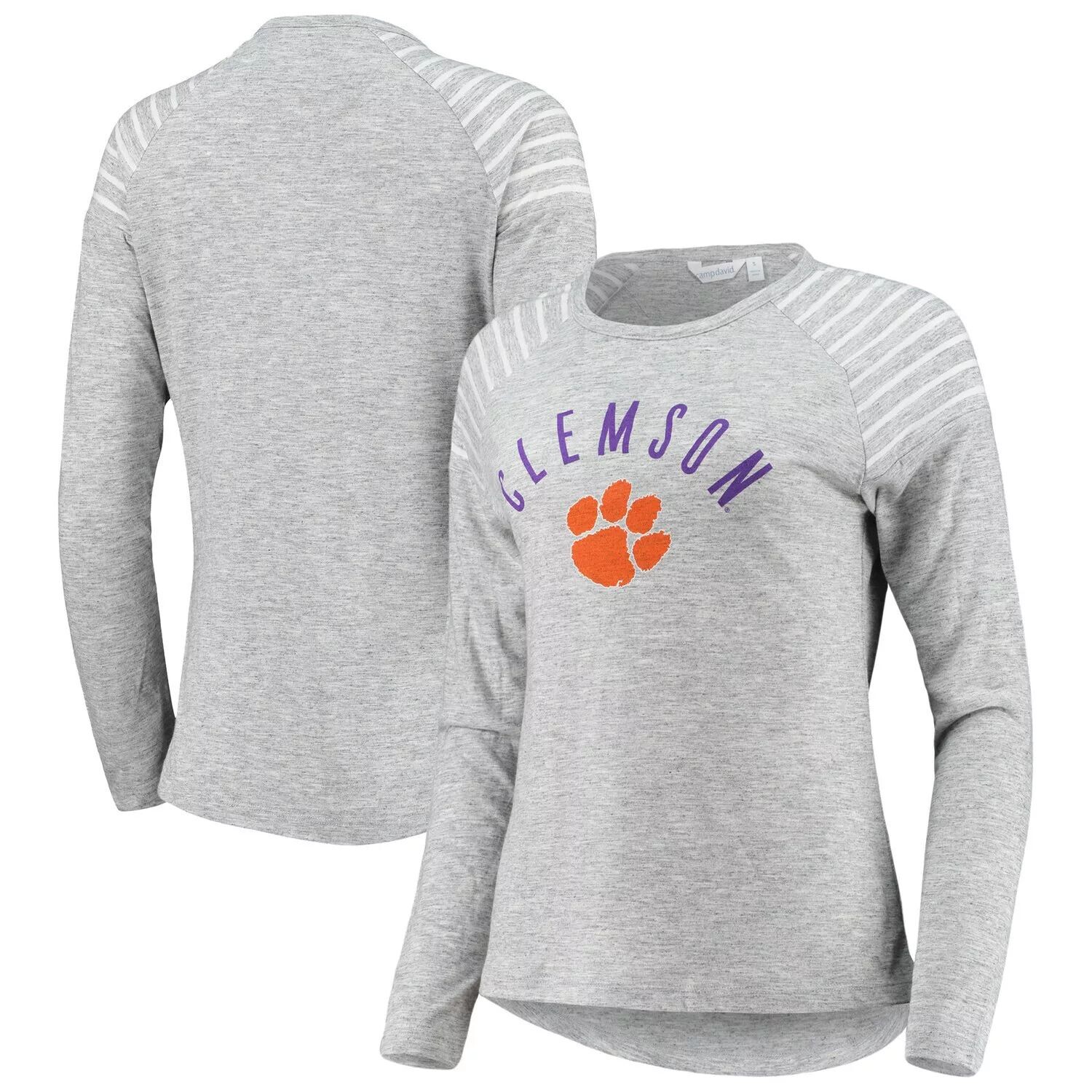 

Женская серо-белая футболка Clemson Tigers в морскую полоску с длинным рукавом и реглан в мелкую полоску, Белый