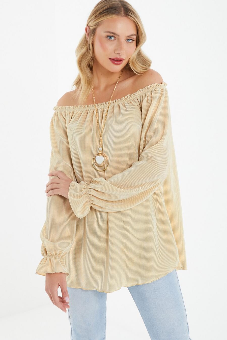 

Бежевый топ с ожерельем Bardot QUIZ Clothing
