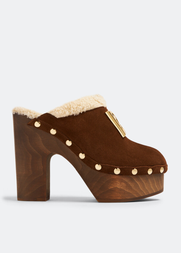 

Сабо Dolce&Gabbana Suede And Faux Fur, коричневый
