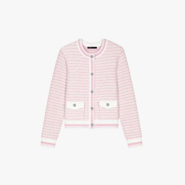 

Кардиган металлизированной вязки Mypink с круглым вырезом Maje, цвет roses