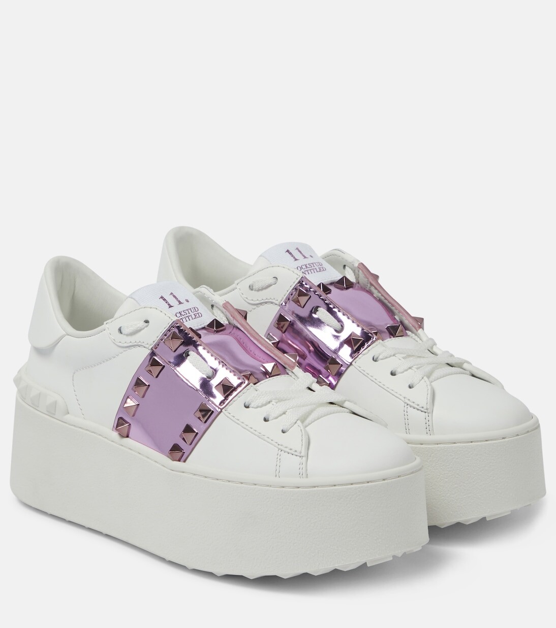 

Кожаные кроссовки rockstud на платформе без названия Valentino Garavani, белый