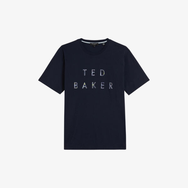 

Футболка Trews из хлопкового джерси с вышитым логотипом Ted Baker, темно-синий