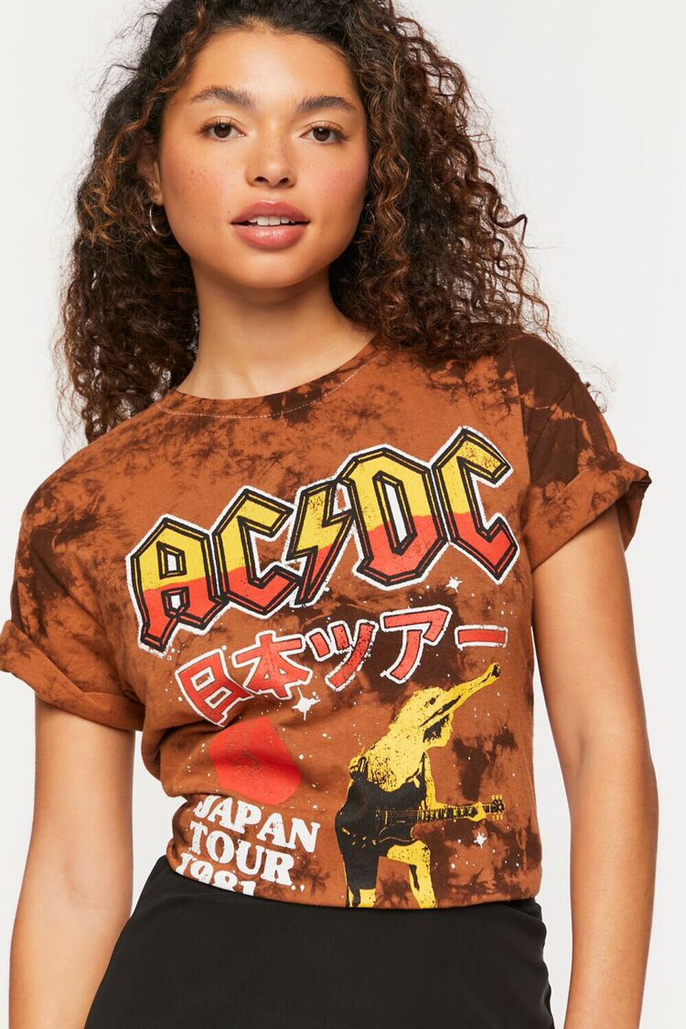 

Футболка с рисунком Tie-Dye ACDC Forever 21, черный