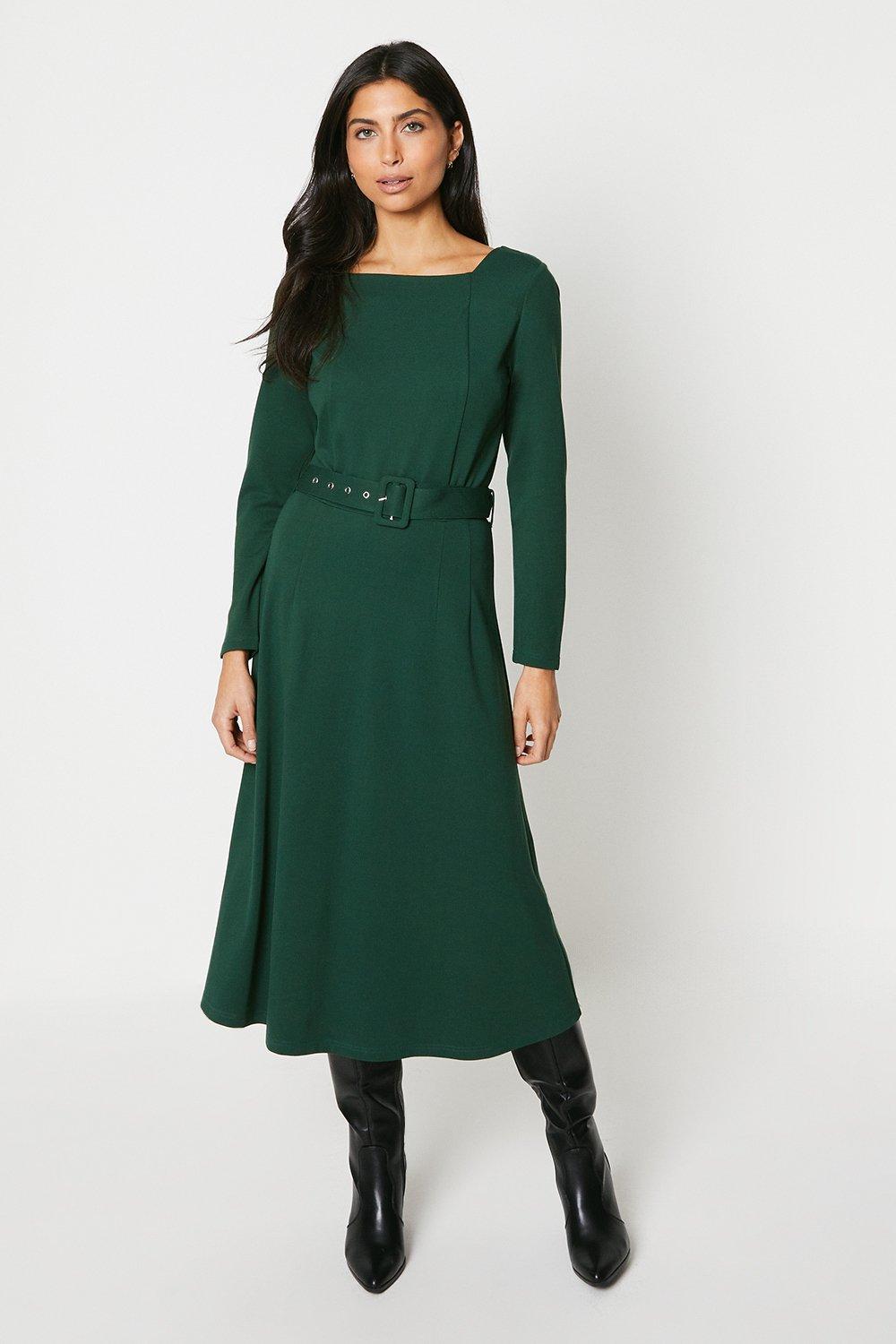 цена Платье миди с поясом Ponte Wallis, зеленый