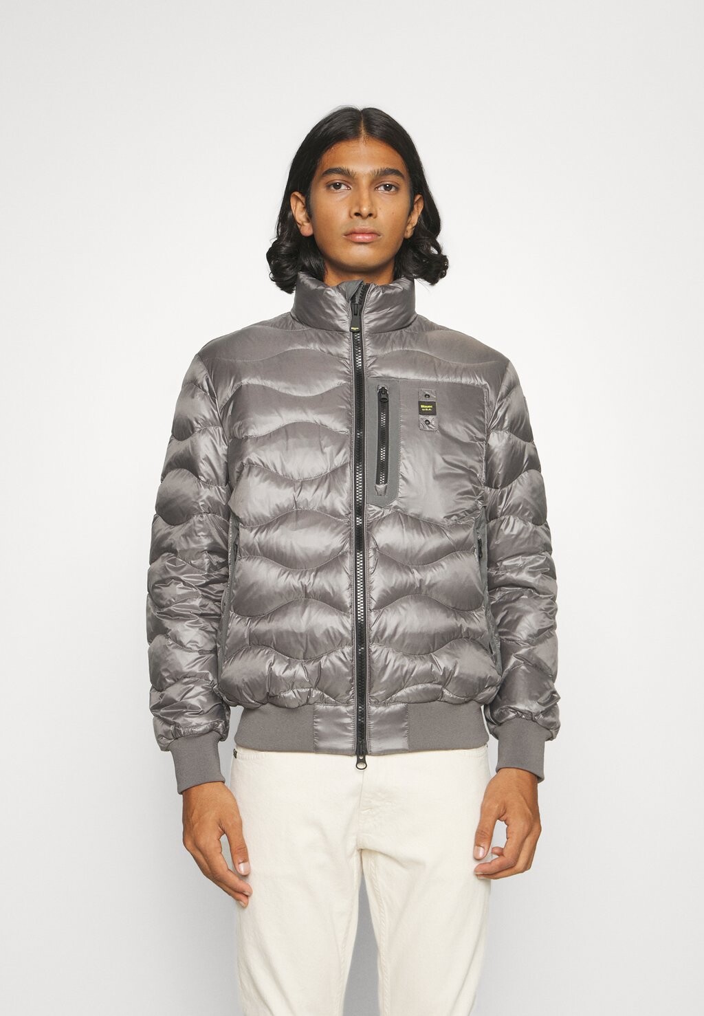 

Пуховик Jacket High Neck Rolling Stitching Blauer, цвет iron grey