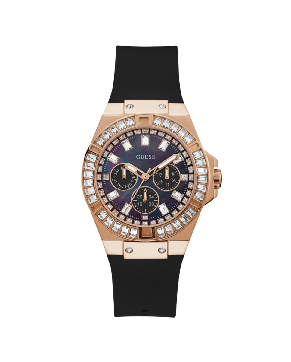 цена Женские часы Venus GW0118L2 из силикона, с черным ремешком Guess, черный