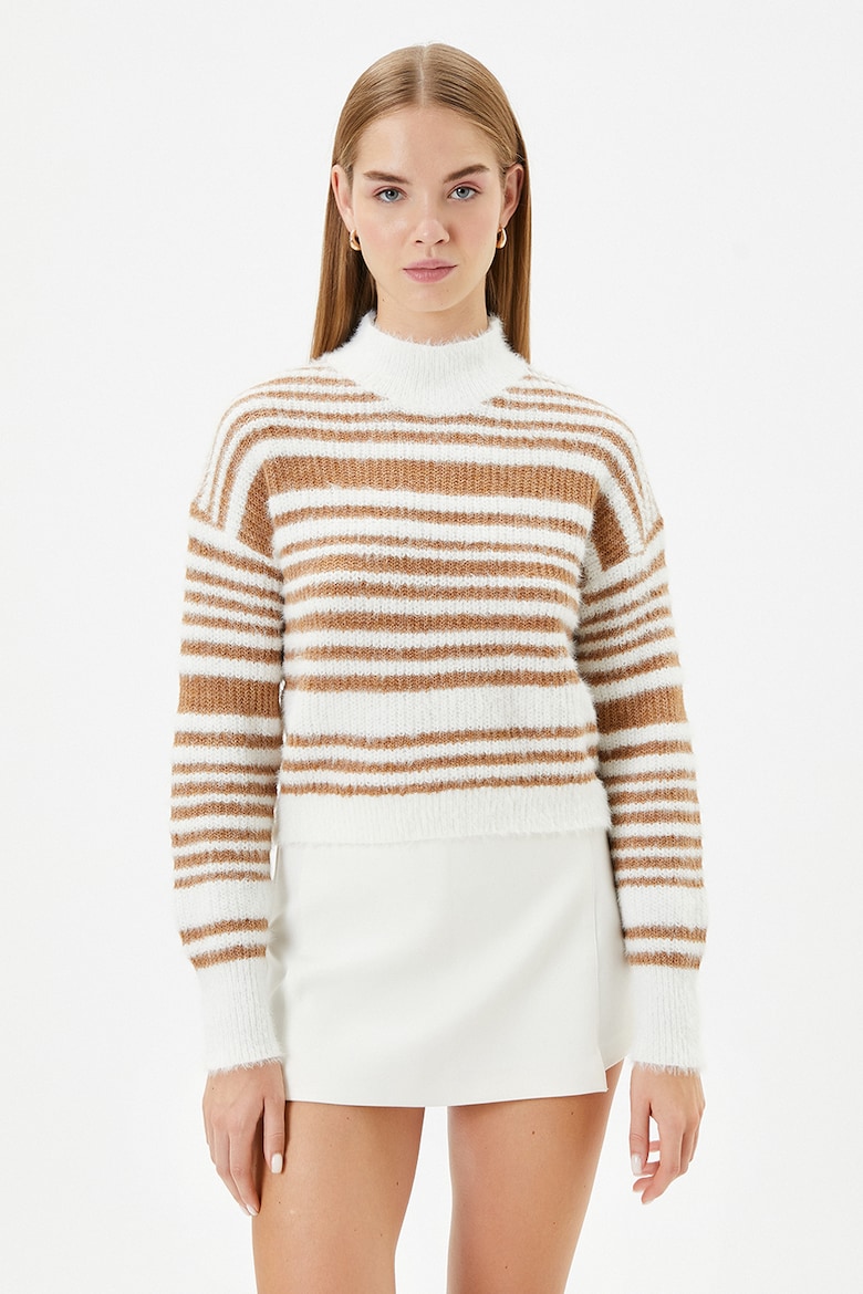 Пушистый полосатый свитер Koton, белый
