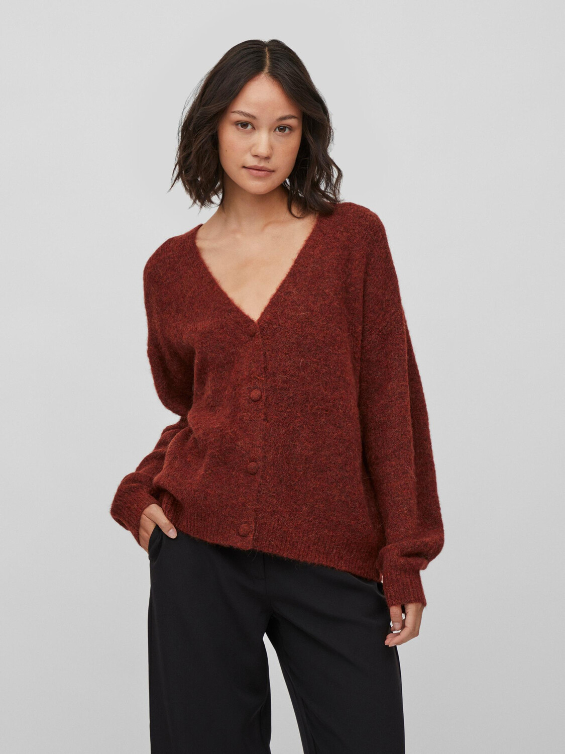 

Кардиган Vila Kuschelige Strickjacke Langarm V Neck VIJAMINA, цвет Weinrot