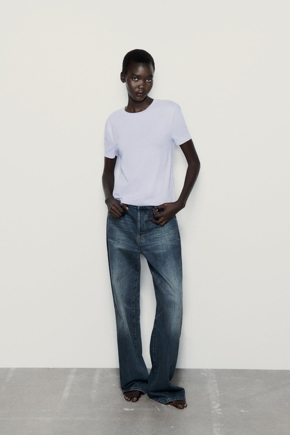 

Базовая футболка ZARA, сиреневый, Фиолетовый