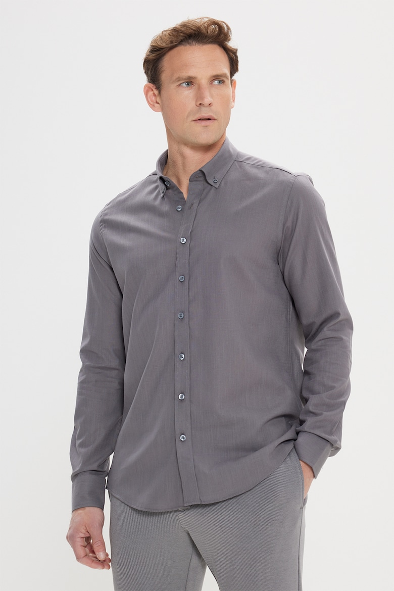 Приталенная рубашка из хлопка Ac&Co, серый