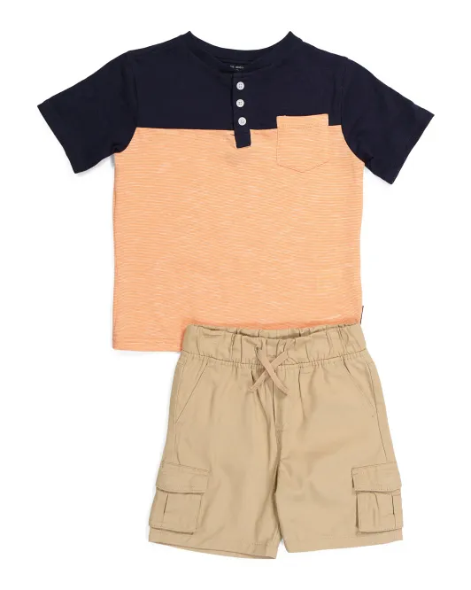

Комплект из 2 футболок с карманами и шорт-карго Little Boy из 2 предметов Ben Sherman, цвет Multi