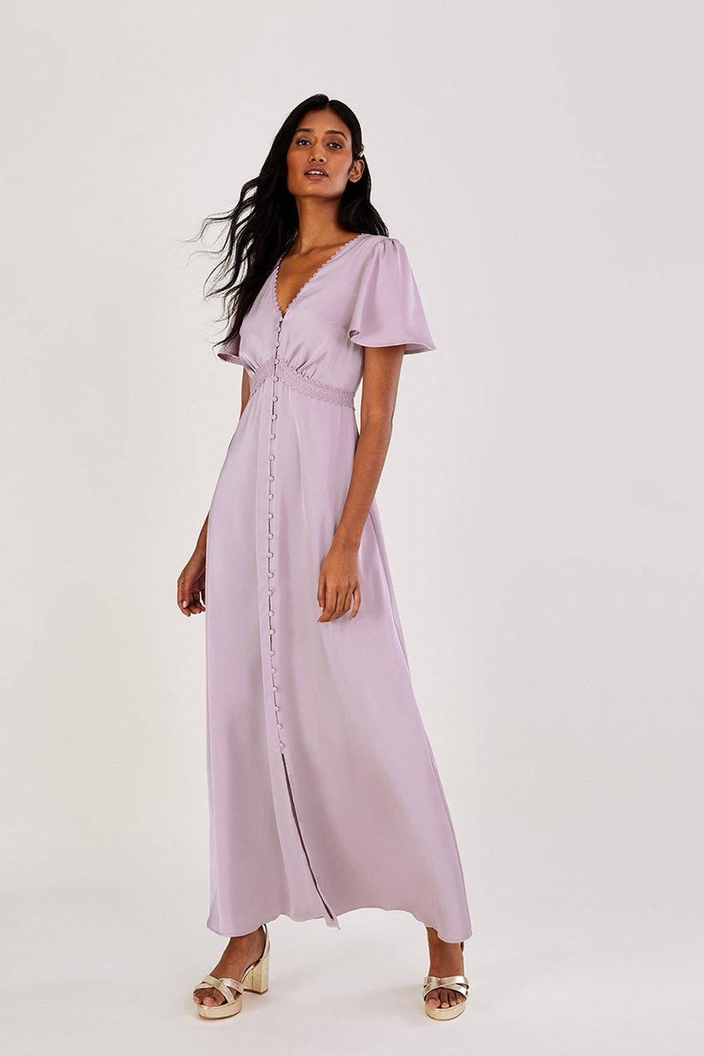 Атласное платье макси 'Ivy' Monsoon, коричневый 2022 светильник фиолетовая атласная кружевная ткань с высокой горловиной и вырезом для возвращения домой
