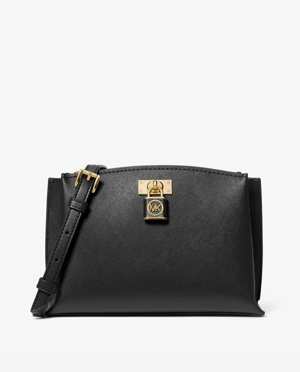 

Рубиновая женская черная кожаная сумка через плечо Michael Michael Kors, черный