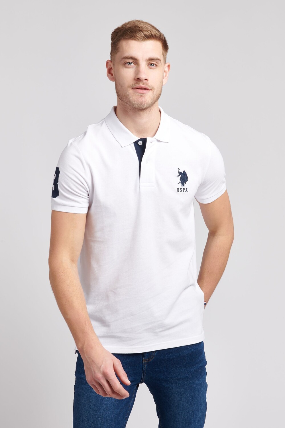 

Мужская рубашка-поло стандартного кроя белая U.S. Polo Assn, белый