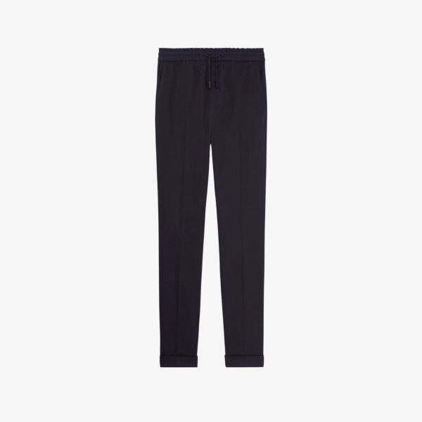 

Прямые брюки из эластичного хлопка с эластичным поясом The Kooples, темно-синий