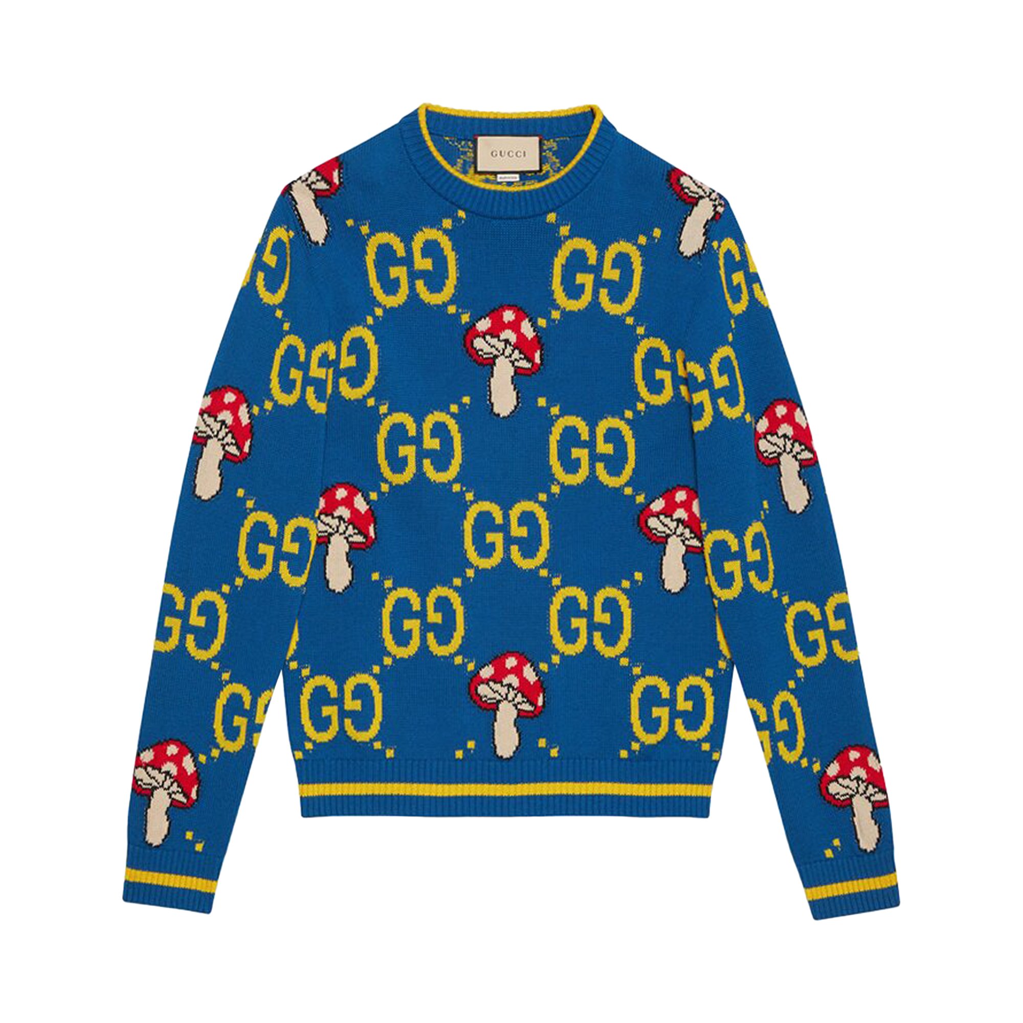 Шерстяной свитер Gucci GG, цвет Синий/Многоцветный