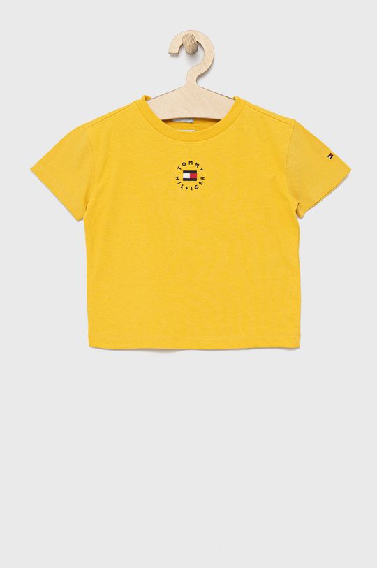 Детская хлопковая футболка Tommy Hilfiger, желтый