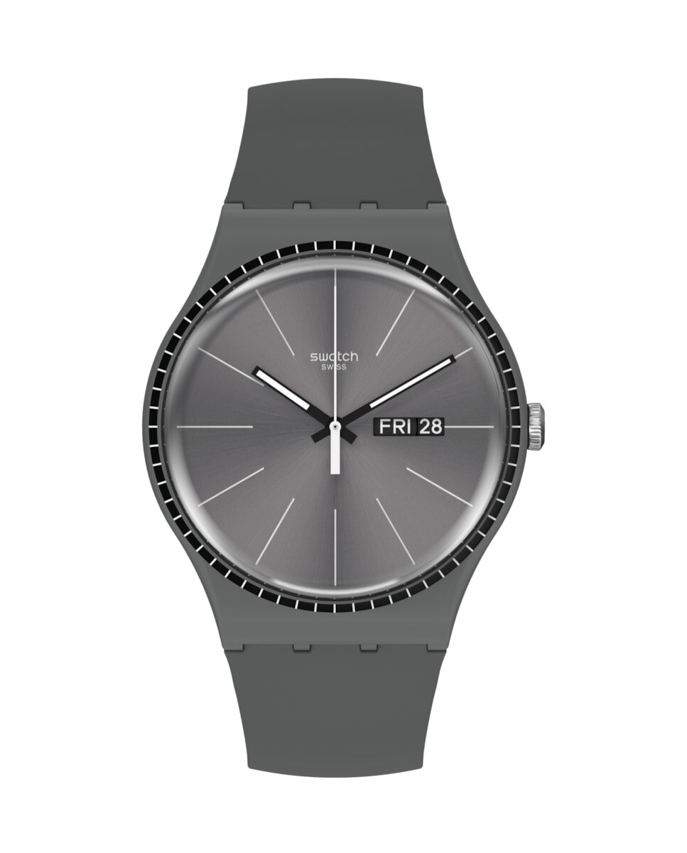 

Серые часы Rails с серым силиконовым ремешком Swatch, серый