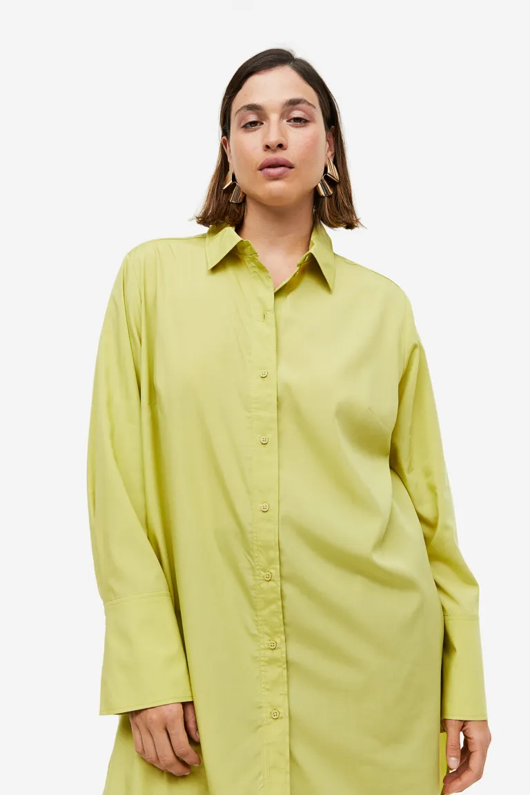 Платье-рубашка из смесового лиоцелла H&M, зеленый платье кафтан из лиоцелла h