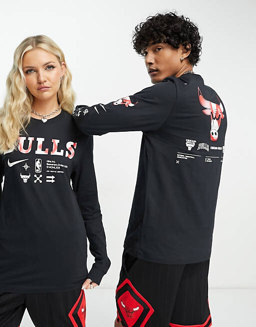 

Черная футболка унисекс с длинными рукавами и принтом на спине Nike Basketball NBA Chicago Bulls, Черный
