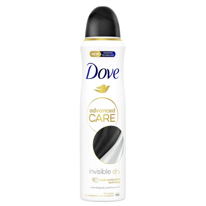 Дезодорант Invisible Dry Desodorante Spray Dove, 150 ml дезодорант desodorante spray invisible chilly 150