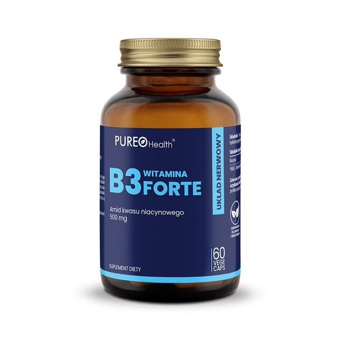 Pureo Health Witamina B3 Niacyna 500 mg витамин В в капсулах, 60 шт.