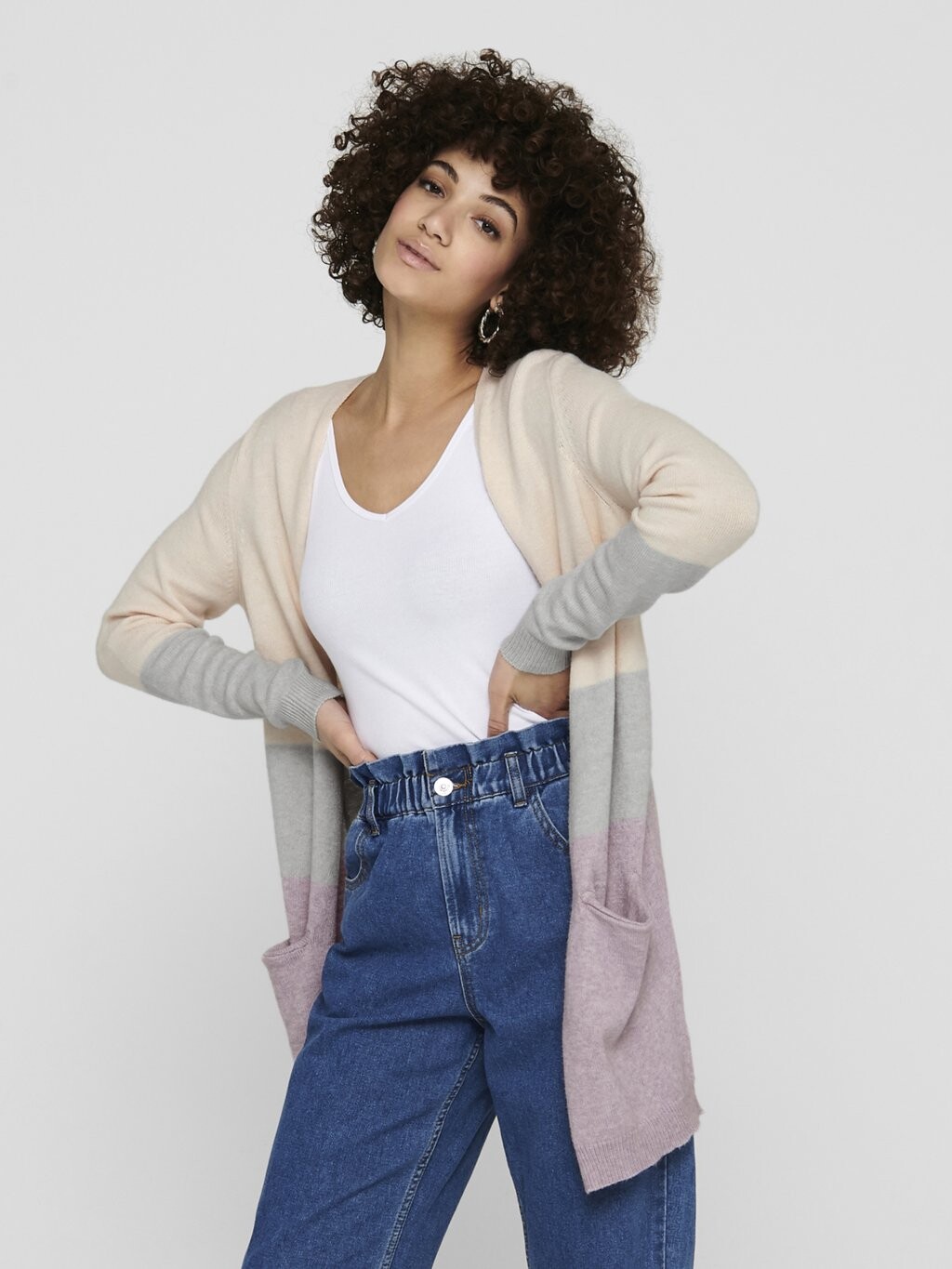 

Кардиган ONLY ONLQUEEN LONG, цвет ecru/jadelite/wood rose melange