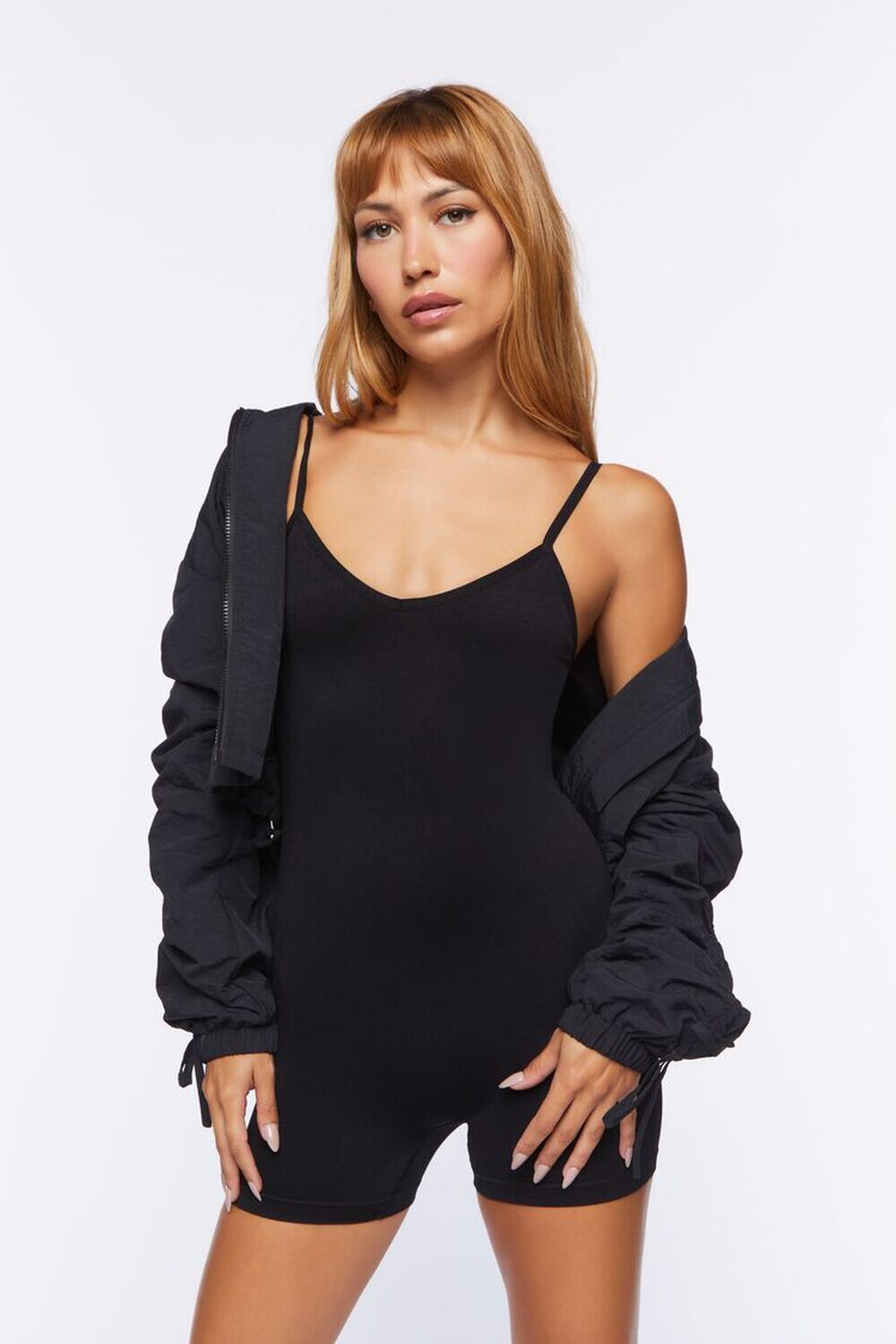 

Бесшовный комбинезон на бретельках Forever 21, черный