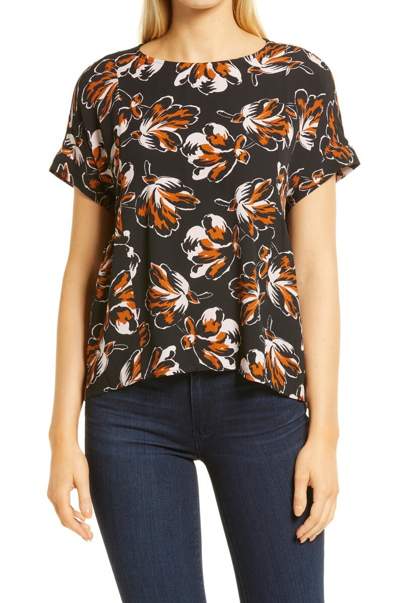 

Присборенный топ с короткими рукавами Duskblossom MADEWELL, черный