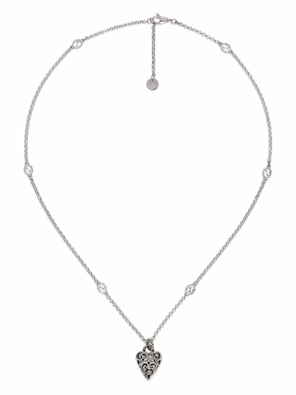 

Серебряное колье Heart с подвеской Gucci, серебряный