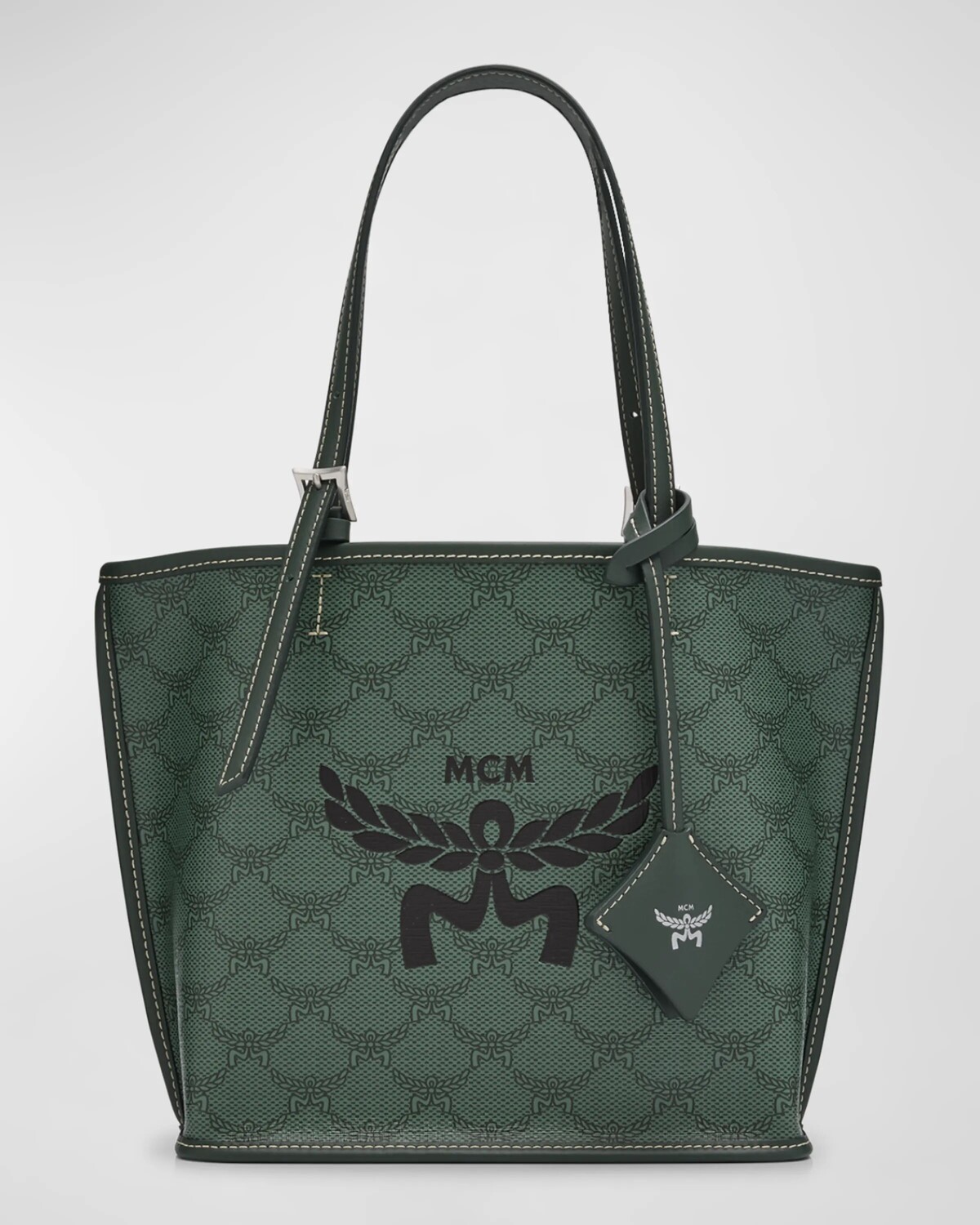 

Холщовая большая сумка-шоппер Lauretos с монограммой MCM, цвет Forest Green