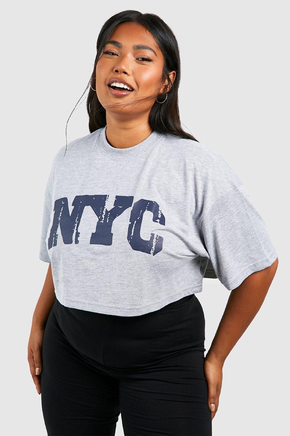 

Укороченная футболка plus nyc Boohoo, серый