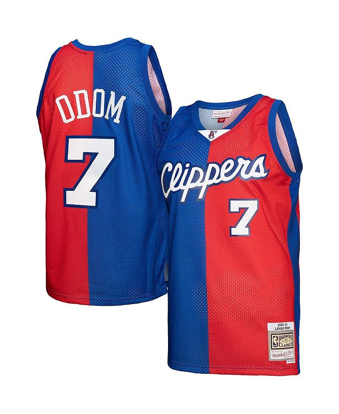 

Мужская майка Lamar Odom Royal, красная LA Clippers Hardwood Classics 2000-01 Split Swingman Mitchell & Ness, синий