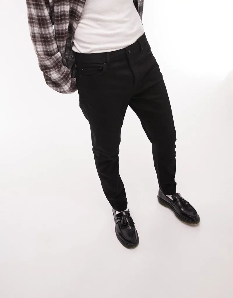 Черные зауженные эластичные джинсы Topman