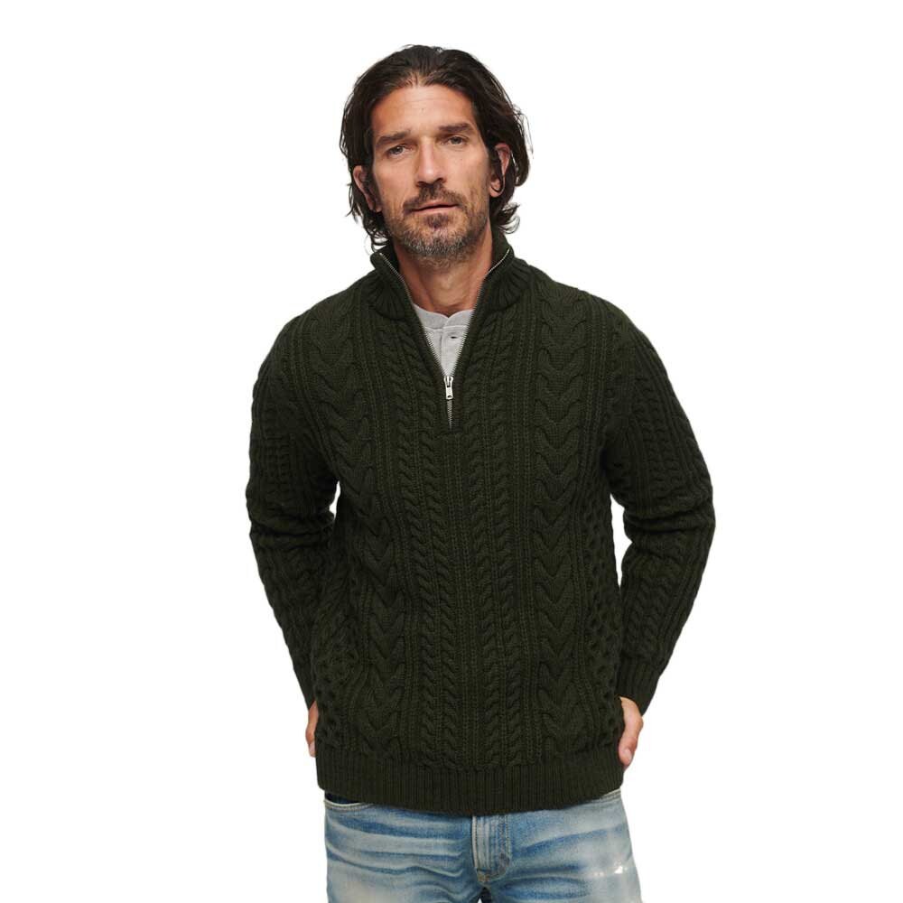 

Свитер Superdry Vintage Jacob Henley Half Zip, зеленый