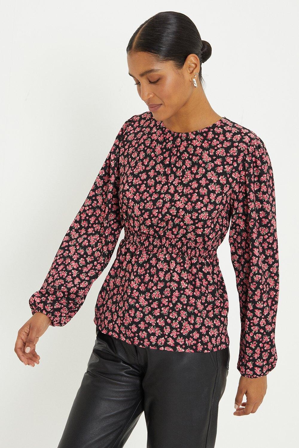 

Трикотажный топ со складками и цветочным принтом на талии Dorothy Perkins, мультиколор