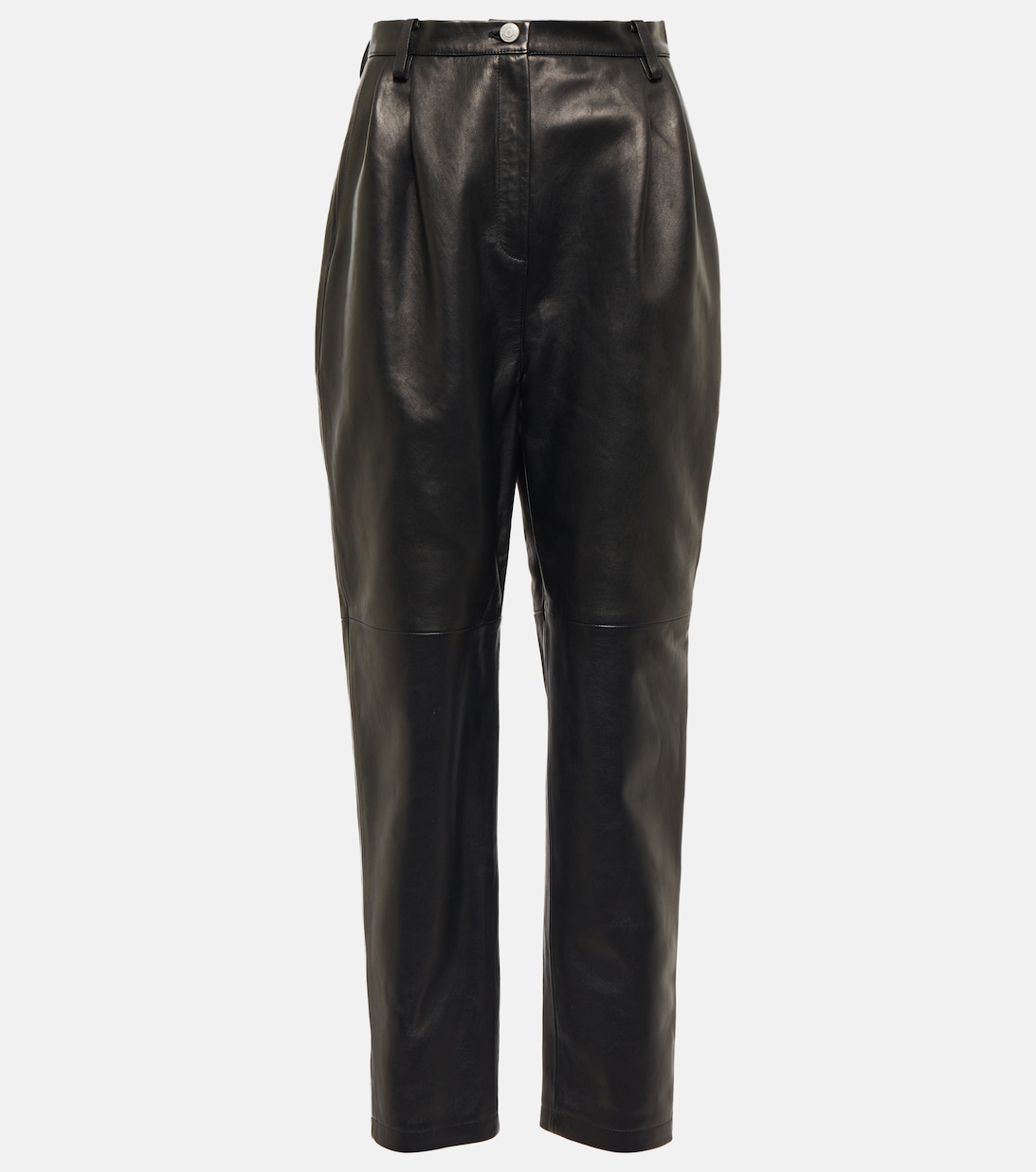 Зауженные кожаные брюки с высокой посадкой MAGDA BUTRYM, черный magda butrym джинсовые брюки
